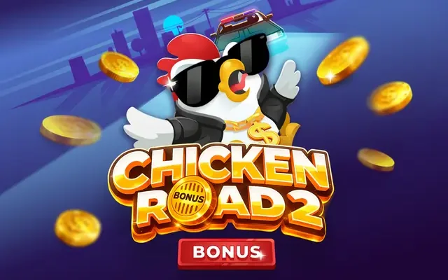 Chicken Road 2.0 Bonus spelbanner med kyckling i solglasögon